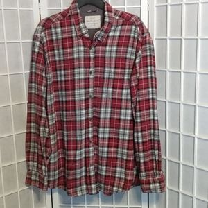 Weatherproof Button Up‎ Flannel Shirt – Red Plaid –Chest Pocket Men's Large